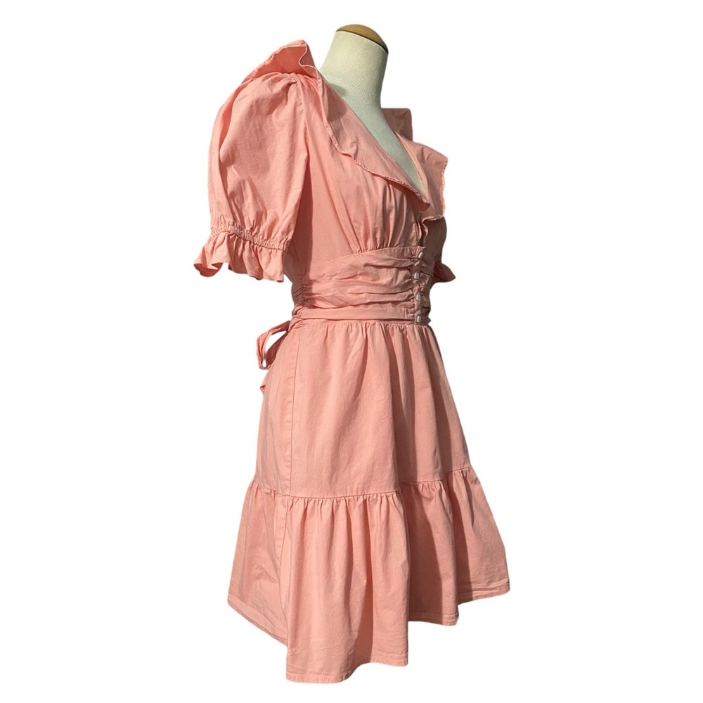 WAYF Ruffle Neck Tiered Mini Dress Large - Picture 4 of 6